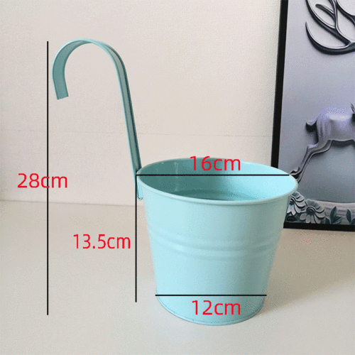 Factory gardening iron bucket balcony hanging hook flower pot small iron bucket metal flower bucket hanging basin colorful hanging bucket