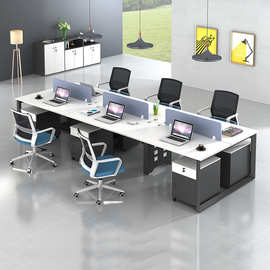 简约现代灰白色1.2m米公司员工电脑办公桌椅组合2/4/6人屏风桌子