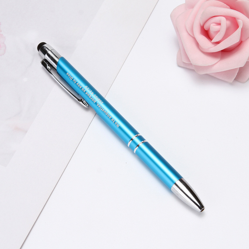 Publicidad bolígrafo letras regalo pluma pantalla táctil Prensa Bolígrafo De Metal varilla de aluminio oxidación bolígrafo logotipo impreso