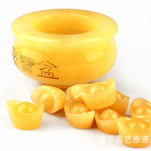Nanyang Jade Carving Craft A-Grade Jade Jewelry Home Decor Piece Beige Jade Yuanbao Accumulator Pot Stand