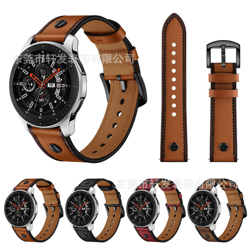 Samsung galaxy watch3/5 word nail smart sports watch head layer real cowhide watch strap Samsung galaxy watch3/5 word nail smart sports watch head layer real cowhide watch strap