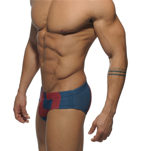 Men's swimsuit triangle cup swimming trunks European and American sexy low-waist swimsuit ultra-fine nylon printed shorts