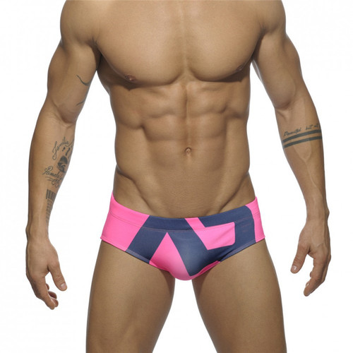 Men's swimsuit triangle cup swimming trunks European and American sexy low-waist swimsuit ultra-fine nylon printed shorts