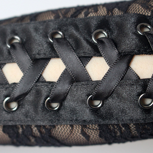 Wholesale European and American sexy lace strap gloves long half-finger rivet nightclub dance queen adult gloves