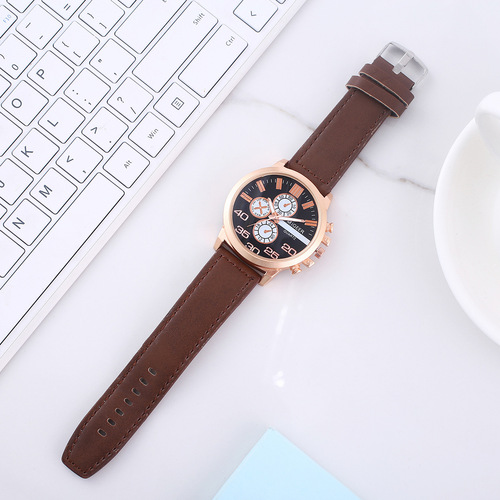 5pcs/set boutique gift set belt + wallet + keychain + large dial quartz watch + pen watch