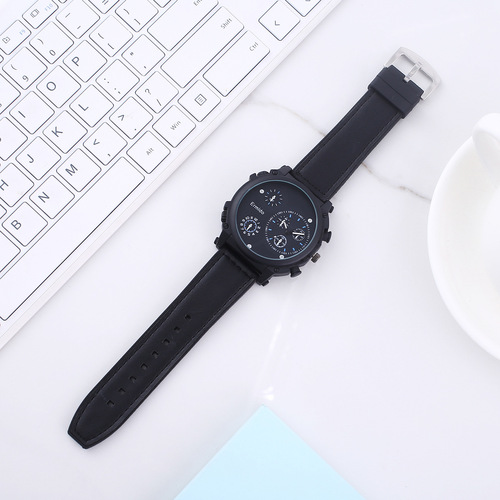 4pcs/set exquisite gift set, belt + perfume + large dial quartz watch + keychain, perfect gift choice