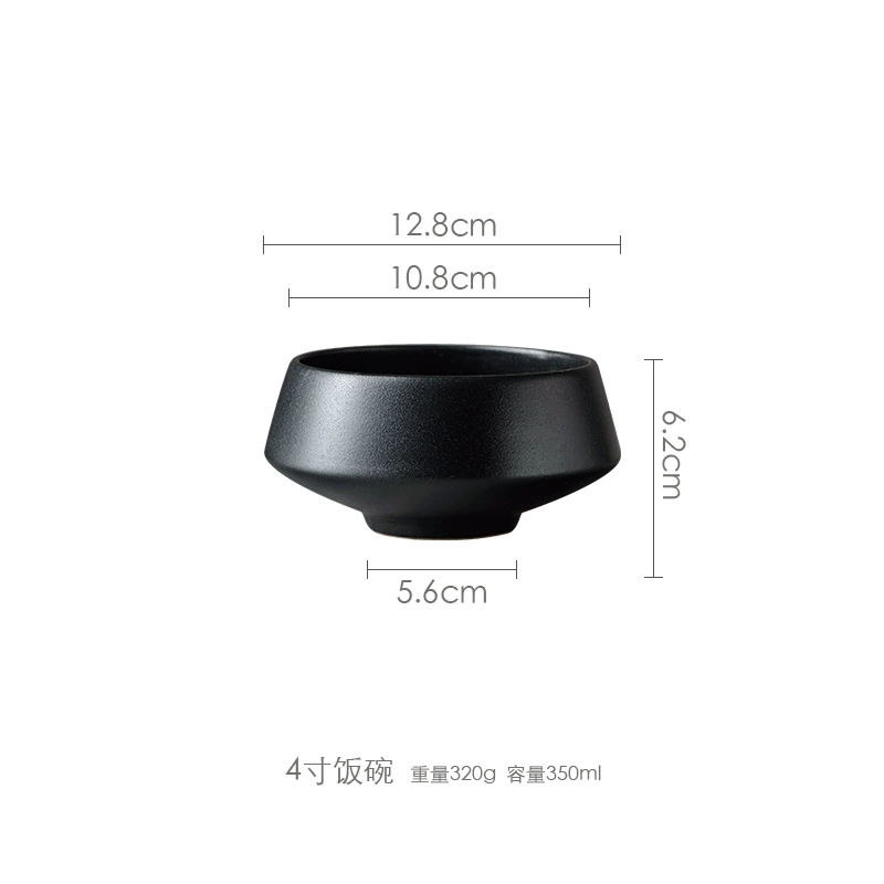 美光烧 Creative matte black ceramic tableware, set, dinner plate