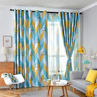 ins Nordic Style Diamond Time Curtain Fabric Shading Bedroom Living Room Shading Curtain Finished Simple Modern