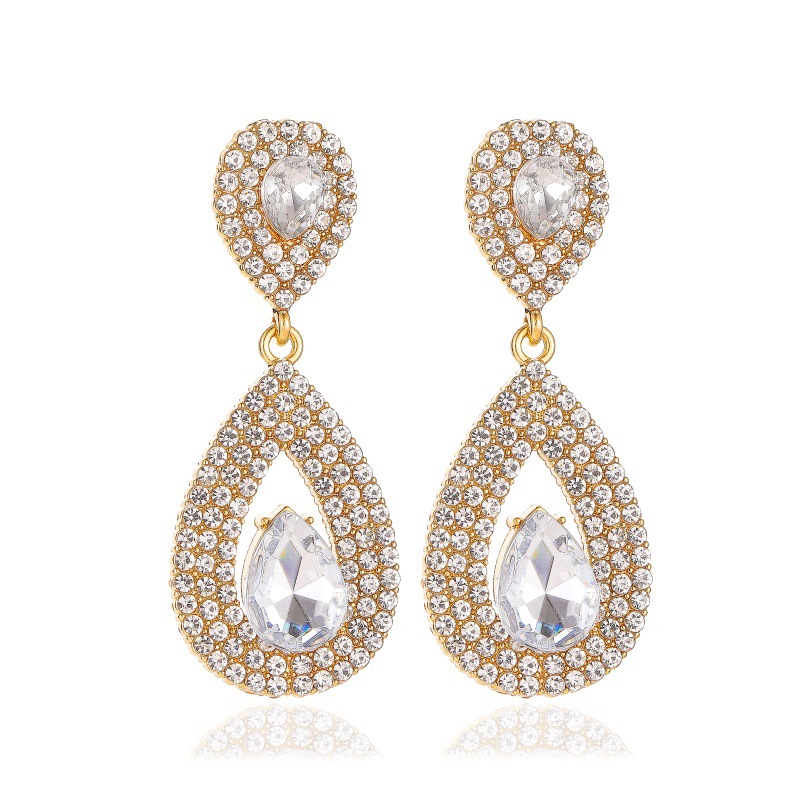 New Full Diamond Atmosphere Long Earrings Goddess Super Flash Zircon Drop Crystal Bridal Earrings