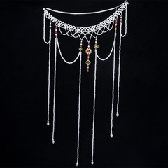 Hanfu waist chain women's ancient style long tassel pearl Tang style flat collar waist-length undershirt ancient accessories 39.9GF009