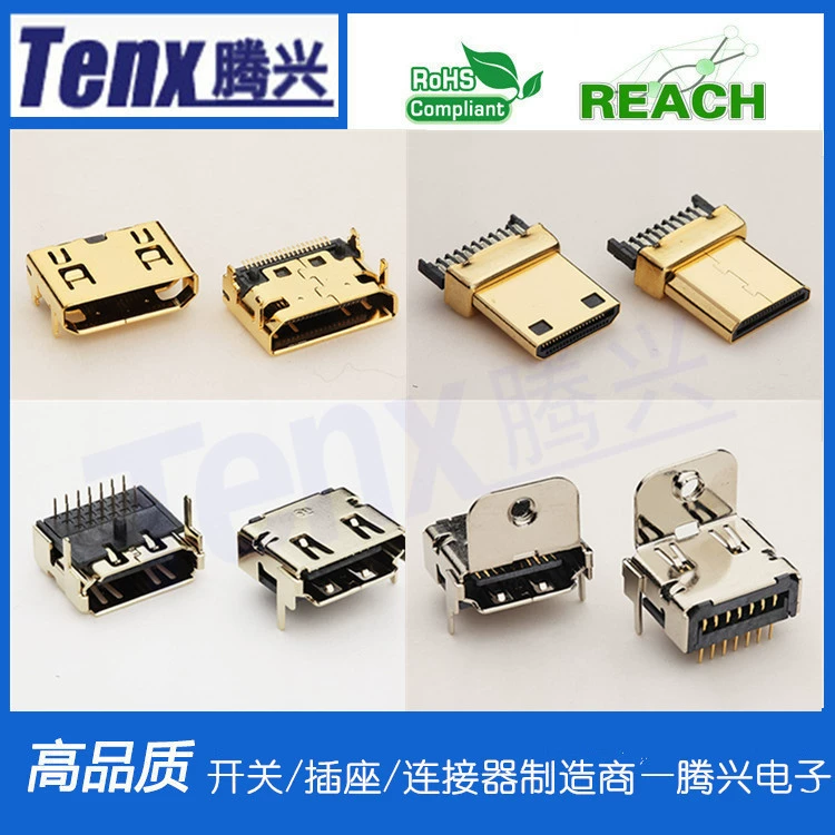 HDMI гнездо 19Pin женский разъем HDMI-DIP-TYPE-A-19P трехрядный контакт HDMI гнездо