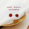 Zirconium, earrings, silver needle, four-leaf clover, simple and elegant design, silver 925 sample