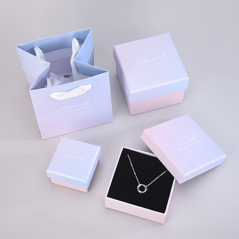 白百合礼盒项链手链耳环手镯戒指包装盒子正方形首饰包装盒