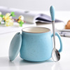 Coffee cup with a spoon with spoon breakfast cup color glaze Mark cup logo creative zakka milk cup