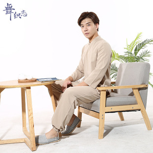 Chinese Style Men's Clothing Buddha Style Linen Suit Zen Clothing Tea Clothing Chinese Style Tang Suit Ancient Dress Robe Cotton Linen Retro Style Hanfu