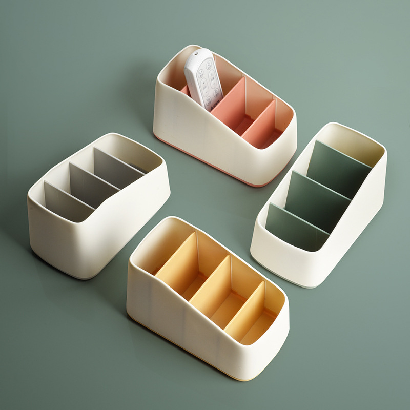 Desktop Storage Box, Divided Plastic Pen Holder, Office Storage Box, Stationery and Miscellaneous Items Organizer, Remote Control Storage Box