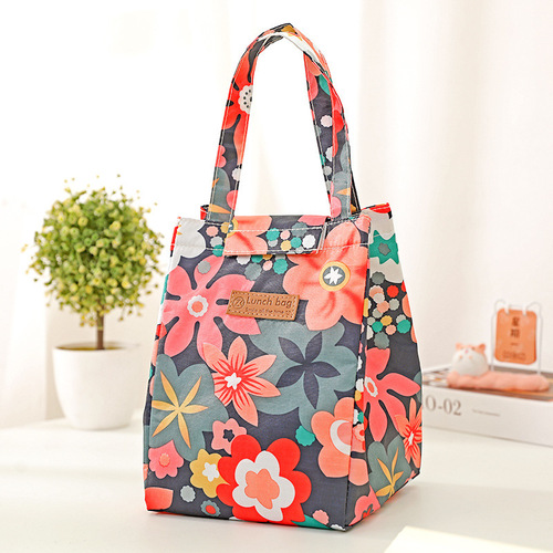 Lunch box bag aluminum foil thickened hand-held lunch bag lunch bag lunch box canvas thermal insulation tote bag for bringing lunch to work