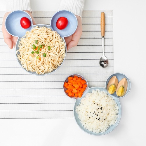 Cartoon children's straw tableware bowl creative baby gift fun plate fruit bowl Mickey wheat bowl