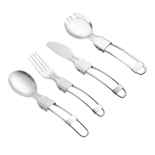 Stainless steel folding spoon, folding tableware, knife, salad spoon, folding spoon with fork, outdoor portable set