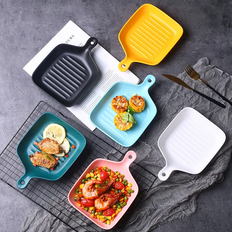 JiayiXin Nordic Tableware Dessert Boat Plate — Ceramic Glazed Dish, Colorful Bake Sheet Series