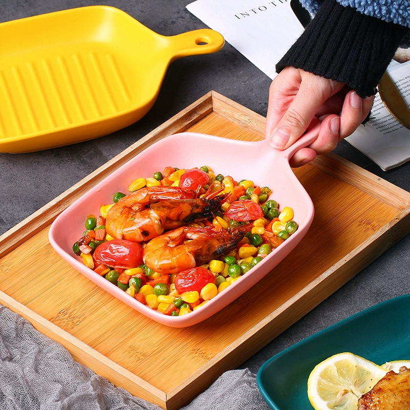 JiayiXin Nordic Tableware Dessert Boat Plate — Ceramic Glazed Dish, Colorful Bake Sheet Series