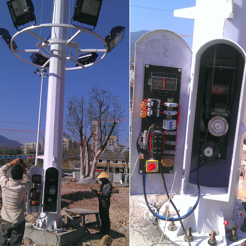 Elevación de fabricantes de lámparas de poste alto 10m 15m 200W 18m 600W lámparas de iluminación cuadrada lámparas de cuadrado
