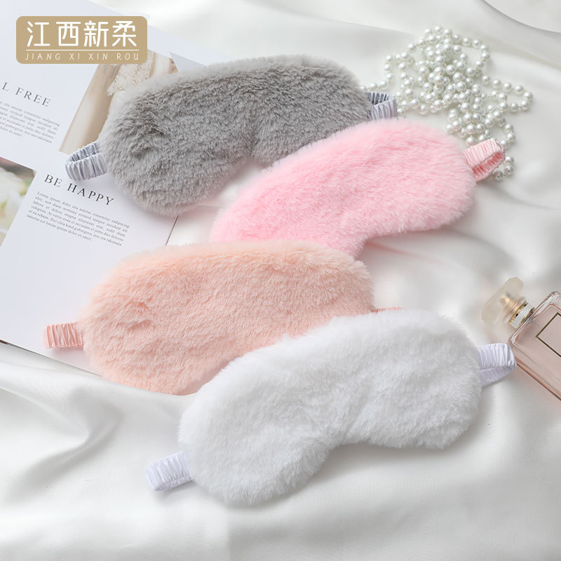 Lindo máscara de ojo de peluche de dibujos animados sombreado sueño máscara de ojo de seda artificial Otoño e Invierno pelusa almuerzo dormir máscara de ojo al por mayor