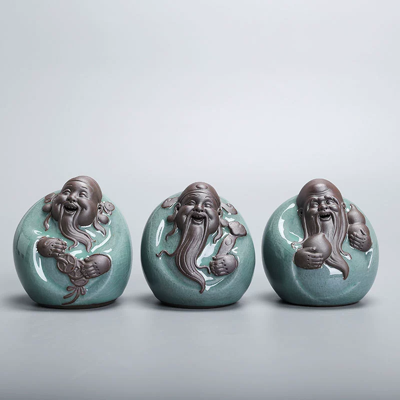 Ge Яо Фу Лу Шоу Чай Украшения для домашних животных Фиолетовый Песочный Монах Чай Украшения для домашних животных Чайная Церемония Открытие Керамические Офисные Украшения