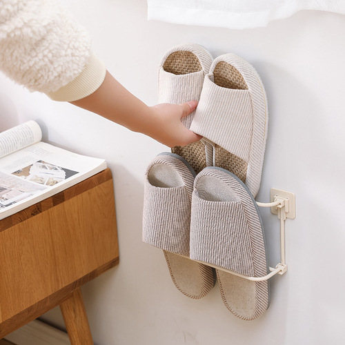 Foldable bathroom slipper rack, wall-mounted hole-free bathroom slipper rack, hanging dormitory storage artifact