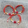 Red round beads, red rope bracelet