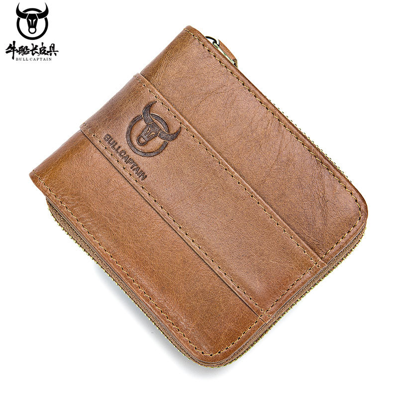 Capitán Niu cuero corto horizontal primera capa billetera de piel de vaca casual Cambio de licencia de conducir cartera ranura para tarjeta multifuncional