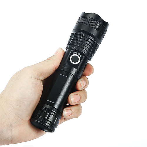 Cross-border USB flashlight outdoor aluminum high-intensity flashlight, new model with battery display, flashlight gift wholesale