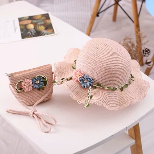 2024 New Summer Girls Straw Hat Flower Princess Hat Children's Sun Hat Sun Hat Beach Hat