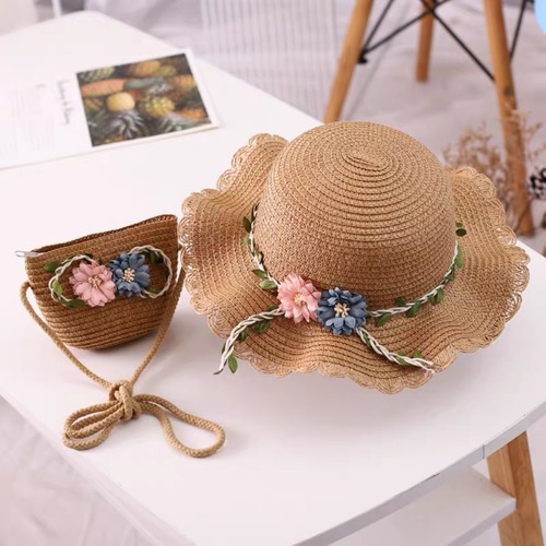 2024 New Summer Girls Straw Hat Flower Princess Hat Children's Sun Hat Sun Hat Beach Hat