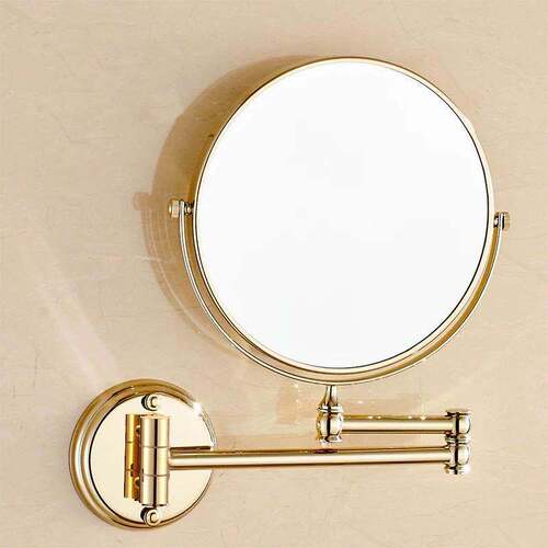 Bathroom wall-mounted beauty mirror hotel hotel double-sided folding telescopic makeup mirror 3 times magnification with light mirror