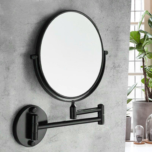 Bathroom wall-mounted beauty mirror hotel hotel double-sided folding telescopic makeup mirror 3 times magnification with light mirror