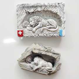 旅游纪念冰箱贴 瑞士 卢塞恩 琉森立体地标狮子伤冰箱贴树脂
