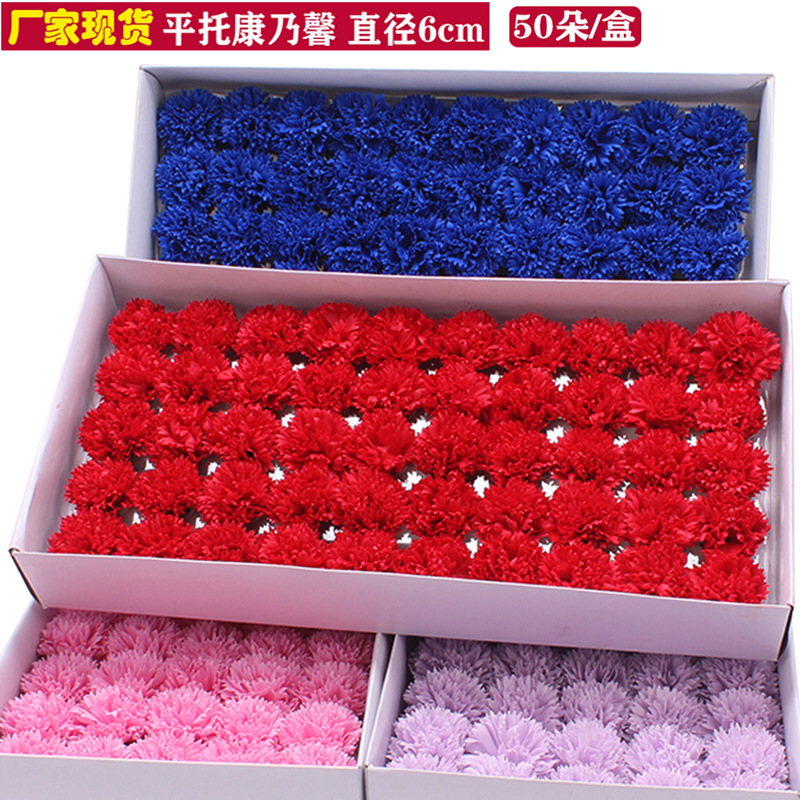 Flores artificiales de jabón, cabezas de flores de jabón para el Día de la Madre, claveles de jabón simulados con materiales para envolver flores, ramo de flores simuladas