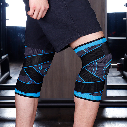 Compression Knee Support with Elastic Bandages, Knitted Breathable Knee Sleeves, Anti-Slip Nylon Bands, 3D Compression Knee Sleeves