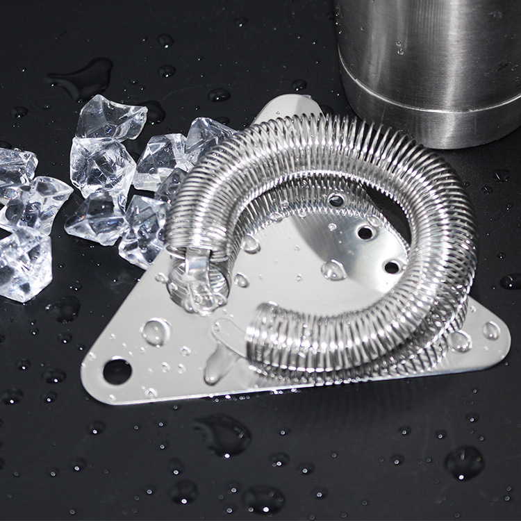 Filtro de hielo triangular de acero inoxidable 304 de la fábrica de Yangjiang, filtro para cócteles, colador de hielo de acero inoxidable