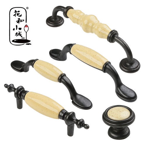 Retro cabinet handles European American ceramic cabinets single hole shoe cabinet drawer small handles round wardrobe door handles