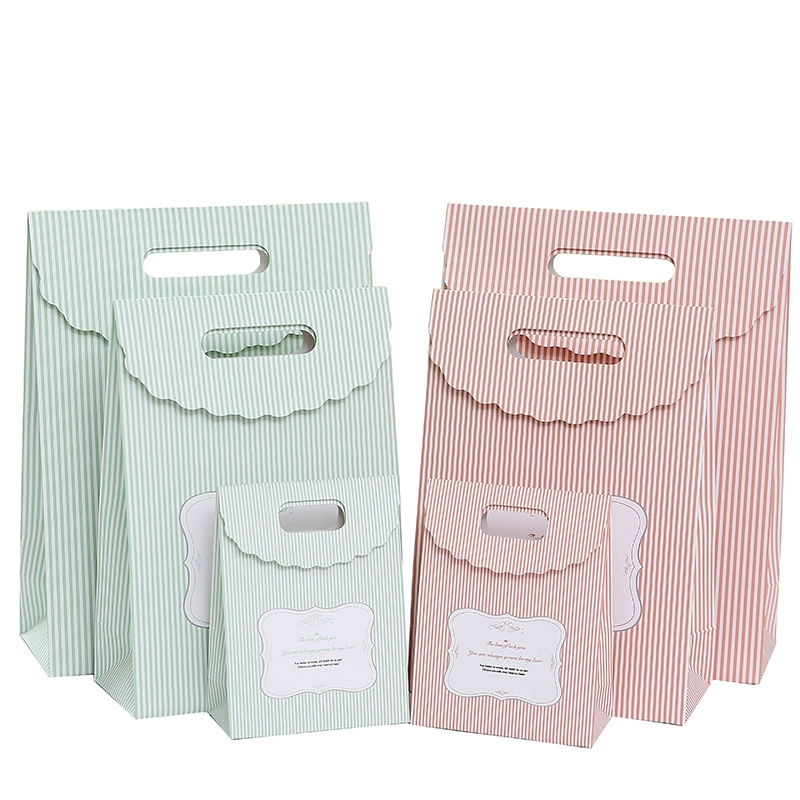 Простой и свежий помадка сумки подарка стрипед сумка одежды сумки флористической маски бумажного мешка лицевой упаковывая