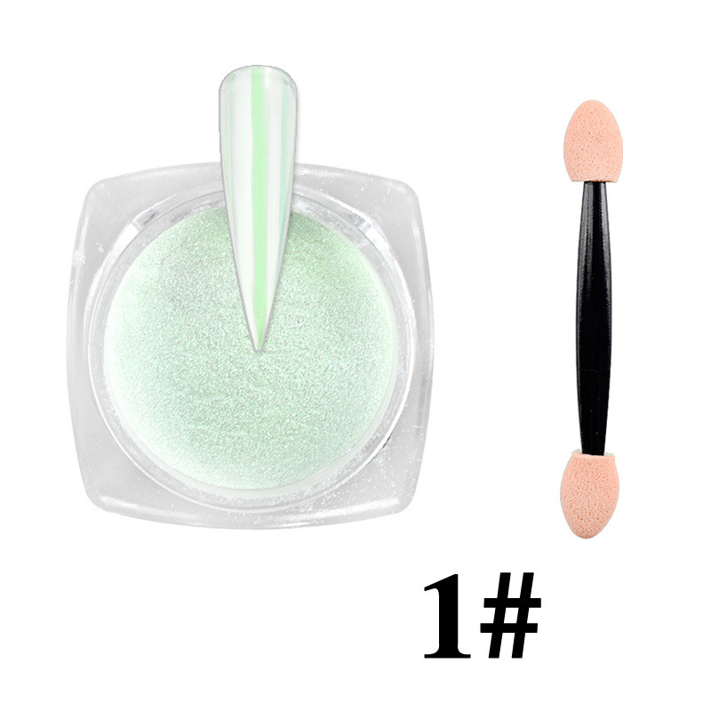 Internet celebridad nuevo arte de uñas Aurora Rosa hielo transparente desnudo espejo camaleón mágico espejo Rosa Hada Rosa uñas brillo