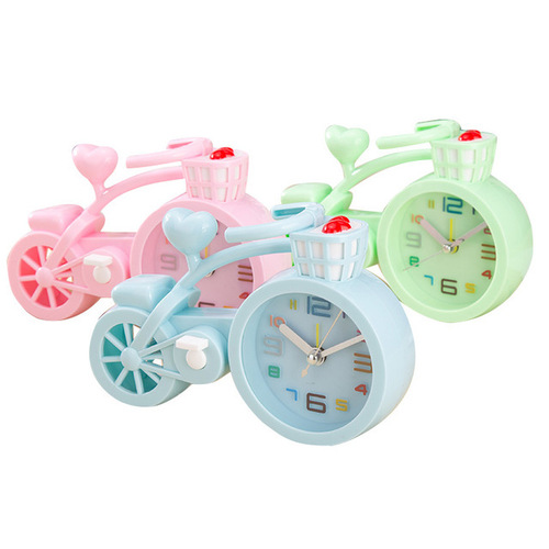 Bicycle alarm clock student cute simple clock living room bedroom bedside ornaments kindergarten children's clock