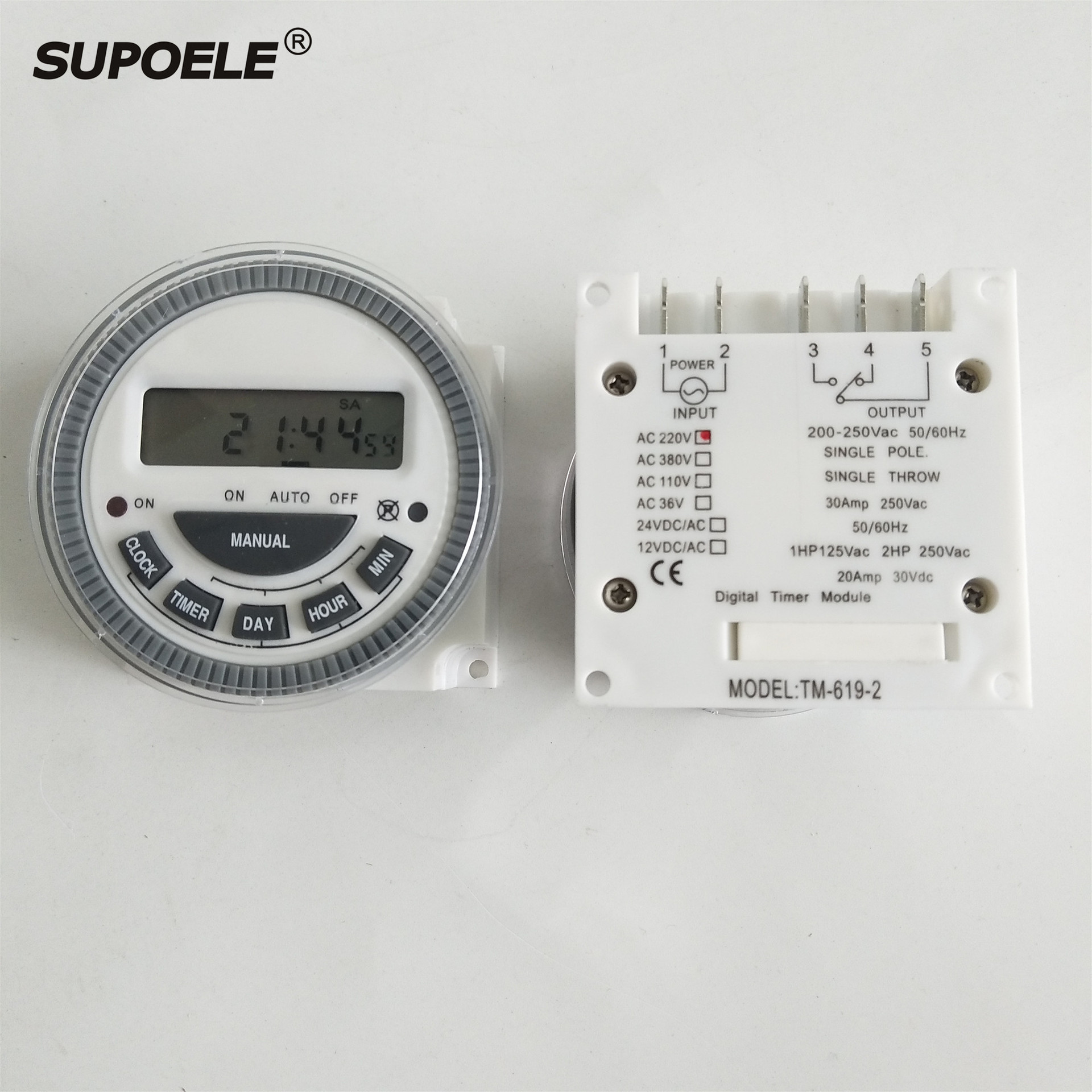 TM619-2  AC230V带可插拔电池定时器电子数显时控开关TIMER