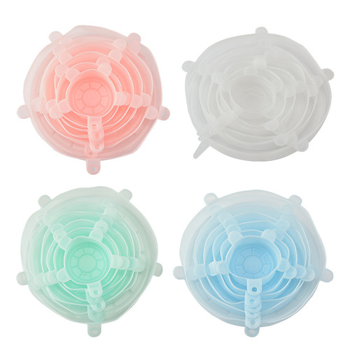 The same 6-piece set of silicone fresh-keeping lids, multi-functional sealing fresh-keeping bowl lids, creative stretch cling film hot-selling