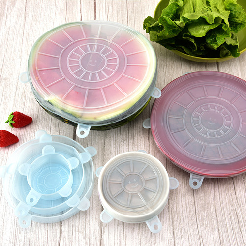 The same 6-piece set of silicone fresh-keeping lids, multi-functional sealing fresh-keeping bowl lids, creative stretch cling film hot-selling