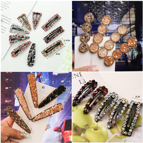 Trendy European and American Rhinestone Hair Clips | Geometric Diamond-Set BB Clips | Versatile Colorful Rhinestone Side Clips | Crystal Full-Diamond Headwear—Wholesale
