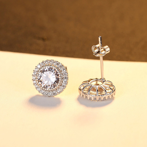PAG&MAG Simple Earrings Student S925 Silver Earrings Micro-Inlaid Zirconia Exquisite and Elegant Jewelry Gift