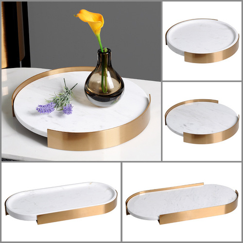 Factory direct sales model bathroom washbasin marble soft furnishings home restaurant coffee table tray decorations